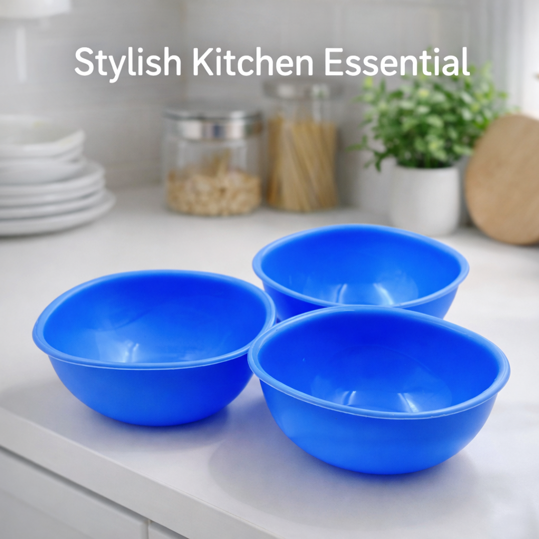 BPA Free Plastic Bowl Set for Cereal Salad Rice Soup Pasta Snack  3 Pc