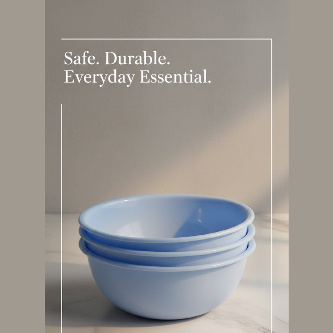 BPA Free Plastic Bowl Set for Cereal Salad Rice Soup Pasta Snack  3 Pc