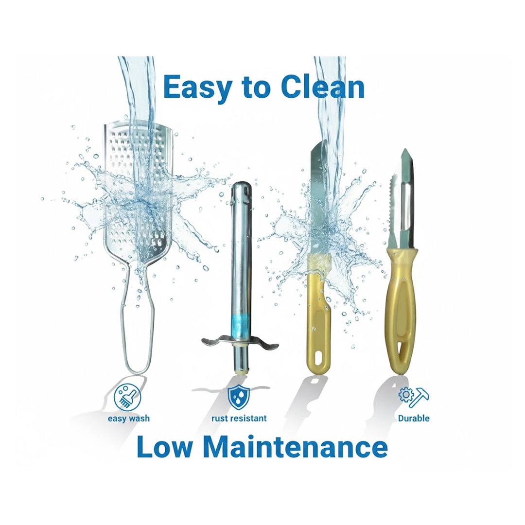 4In1 Combo - Stainless Steel Kitchen Lighter, Knife, Peeler and Smooth Grater (Multicolor)