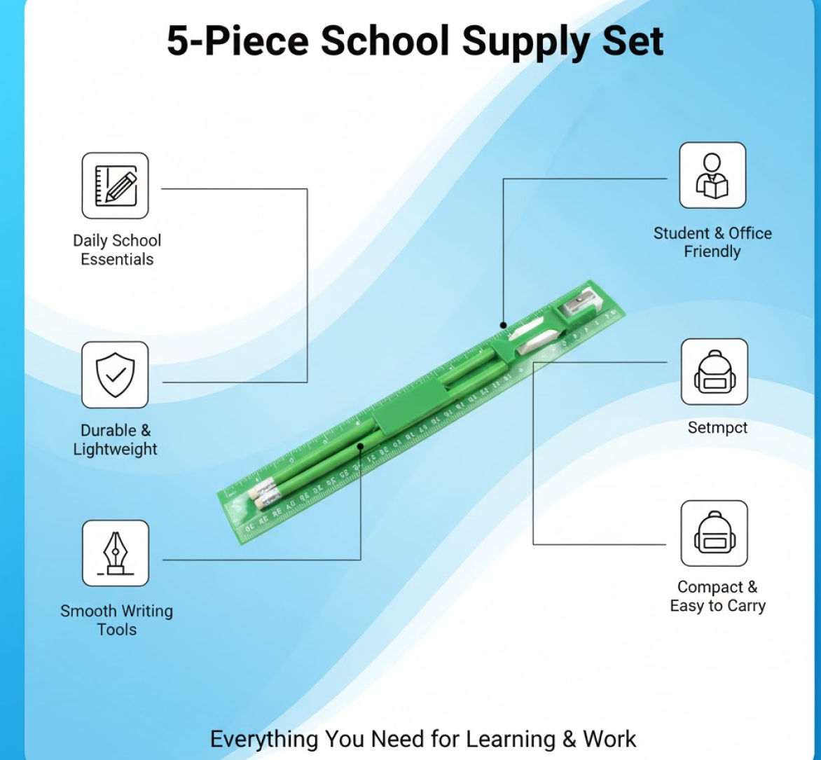 5-Piece School Supply Set: Essential School & Office Supplies
