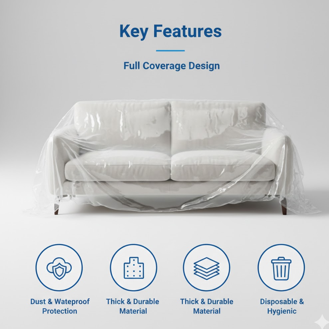 Home Thick Disposable Dust Proof Plastic Furniture Covers (1 Pc / Big)