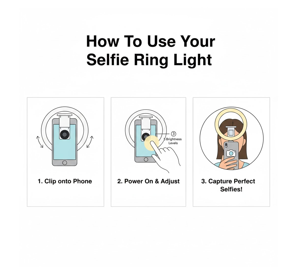 Selfie Flash Ring Light with 3 Level of Brightness (1 Pc)