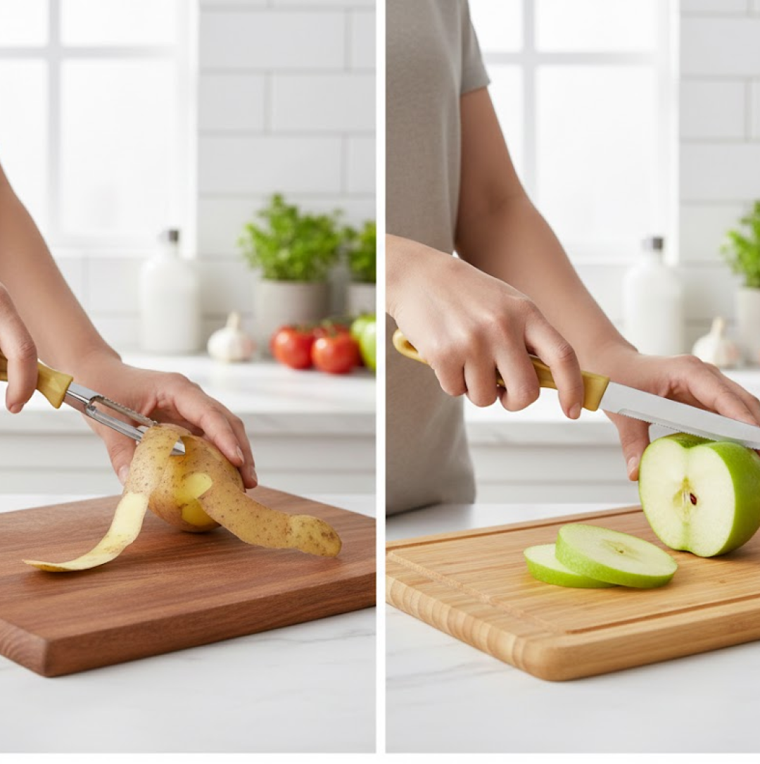 4In1 Combo - Stainless Steel Kitchen Lighter, Knife, Peeler and Smooth Grater (Multicolor)