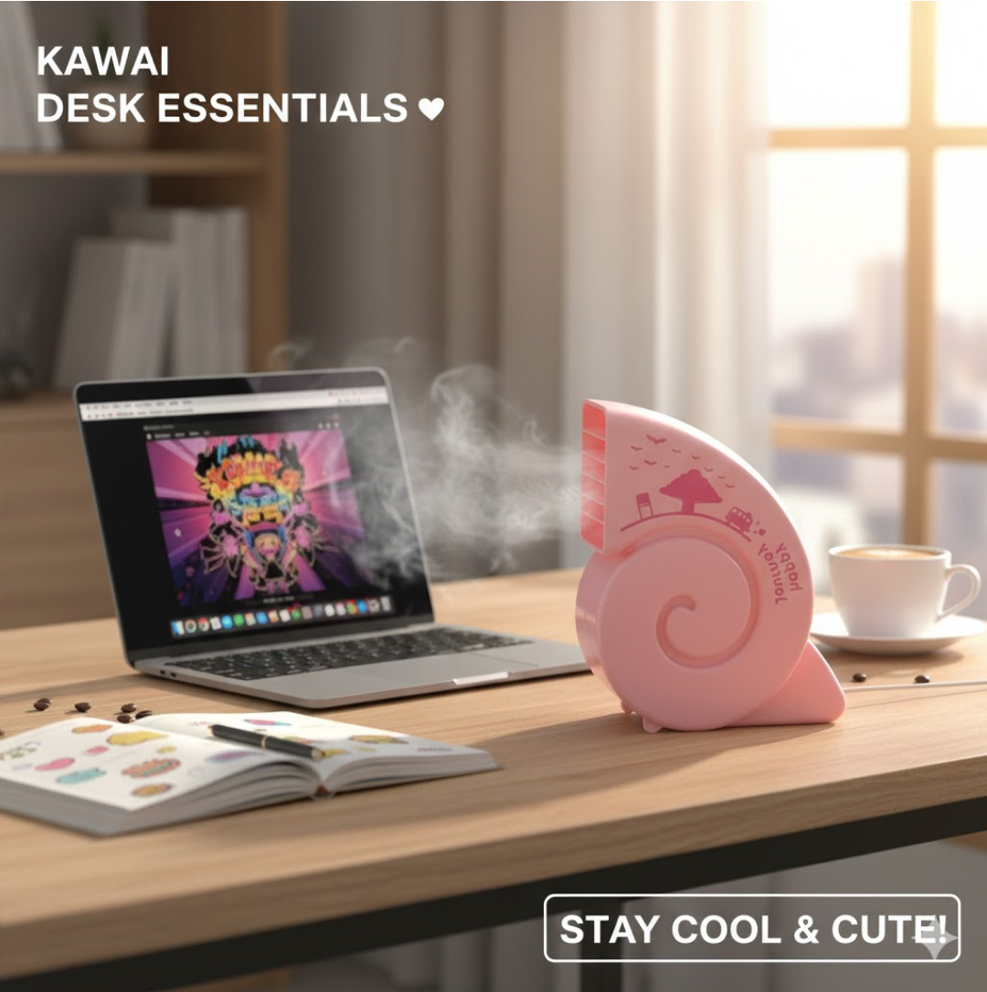 Cute USB Mini Fan: Bright, Quiet & Portable for Your Desk (Battery Not Included)