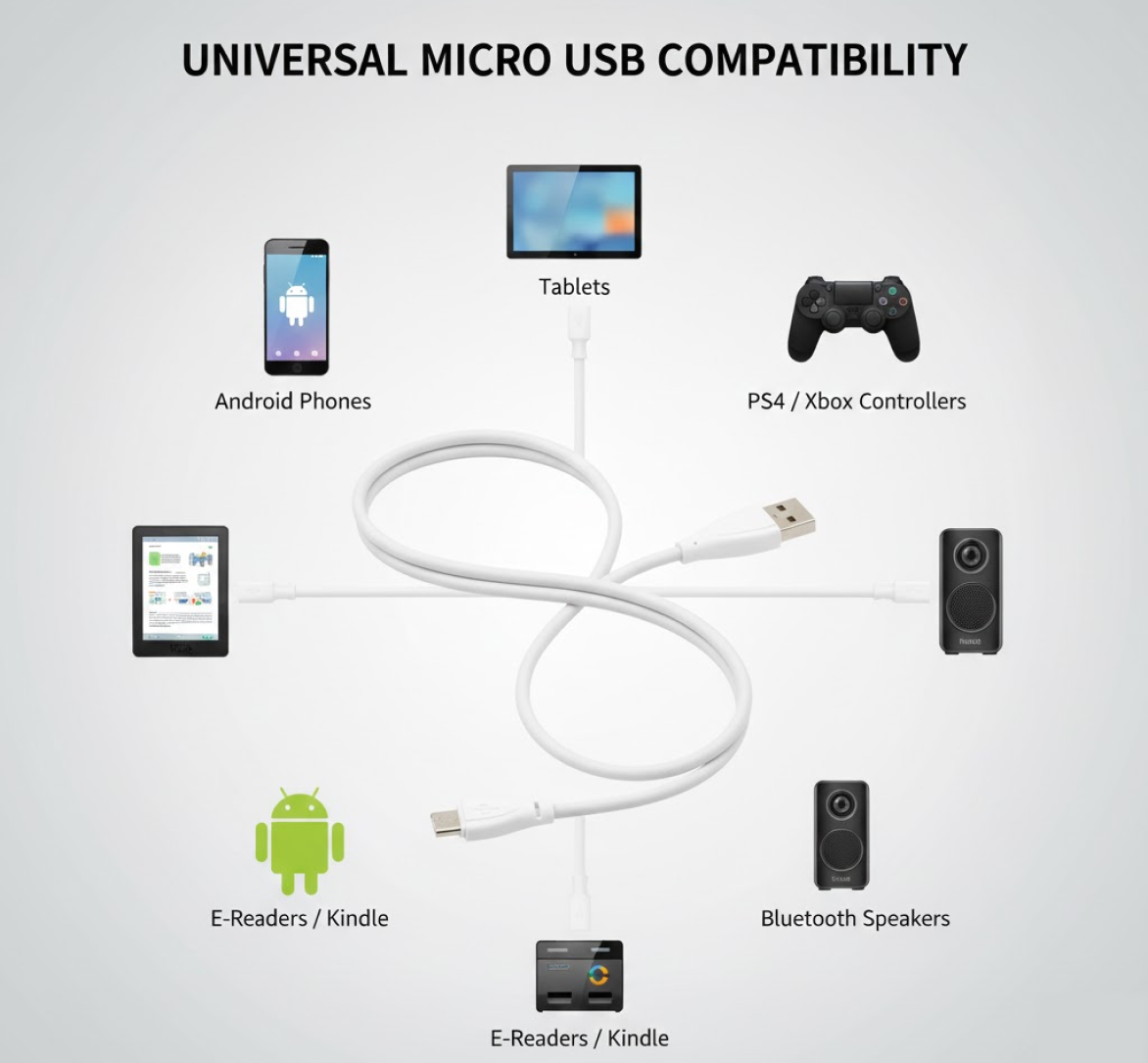Fast Charging For Android & Data Transfer, Long Micro Cable (1000 Mm)