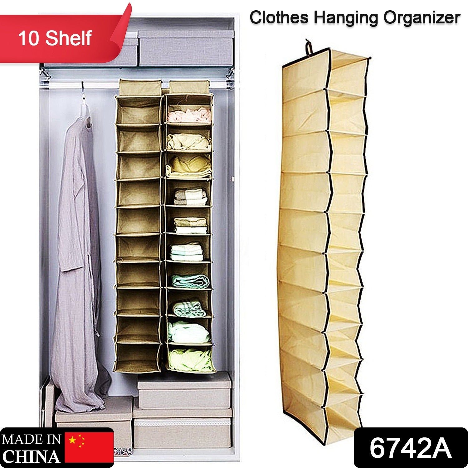 10-Tier Foldable Multipurpose Storage Rack – Collapsible Fabric Wardrobe Organizer