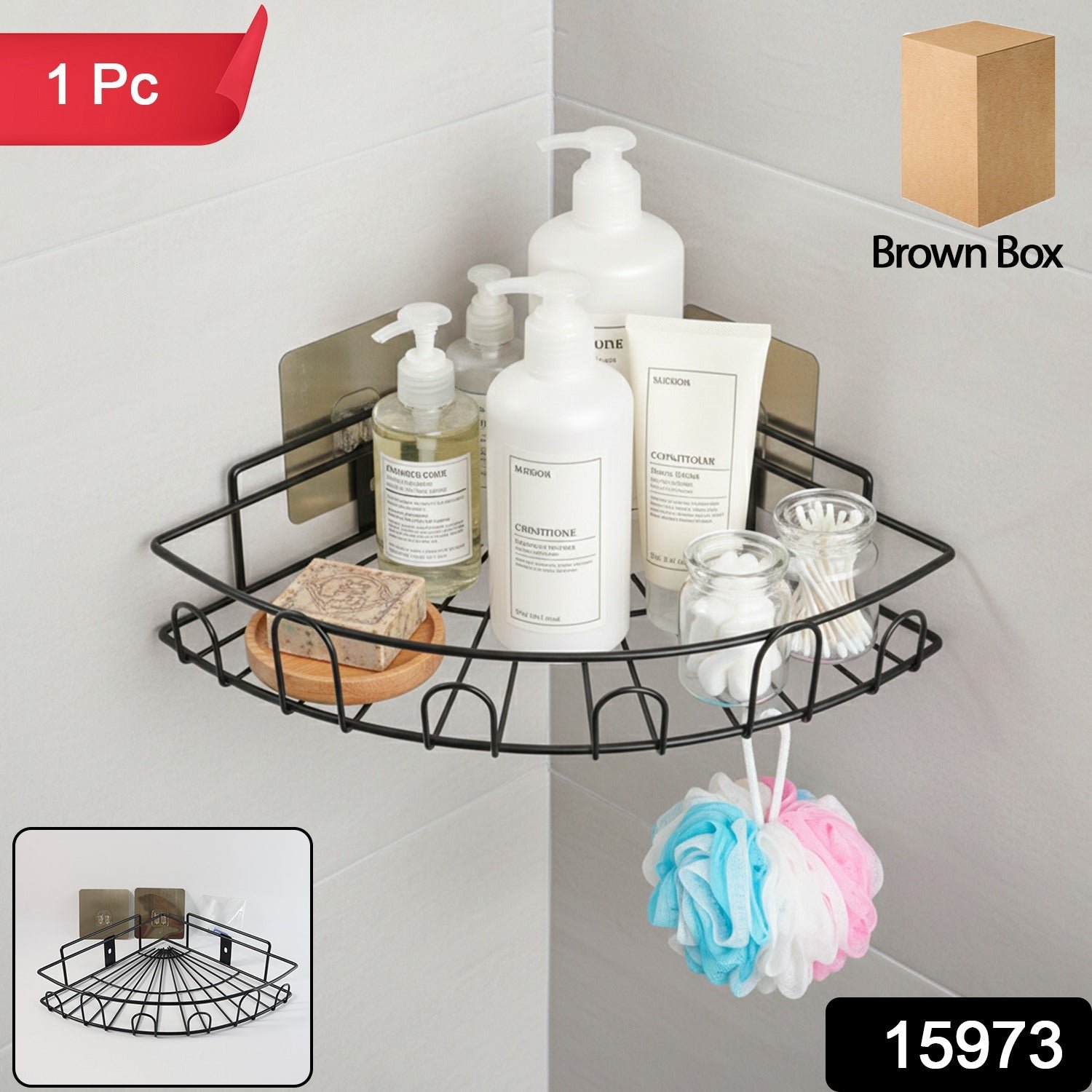 Wall-Mounted Corner Bathroom Storage Rack (1 Pc)