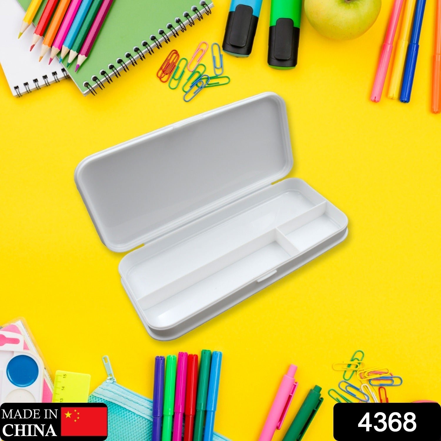 Multipurpose White Compass Pencil Box – 3-Compartment School Case, Ideal Gift for Kids