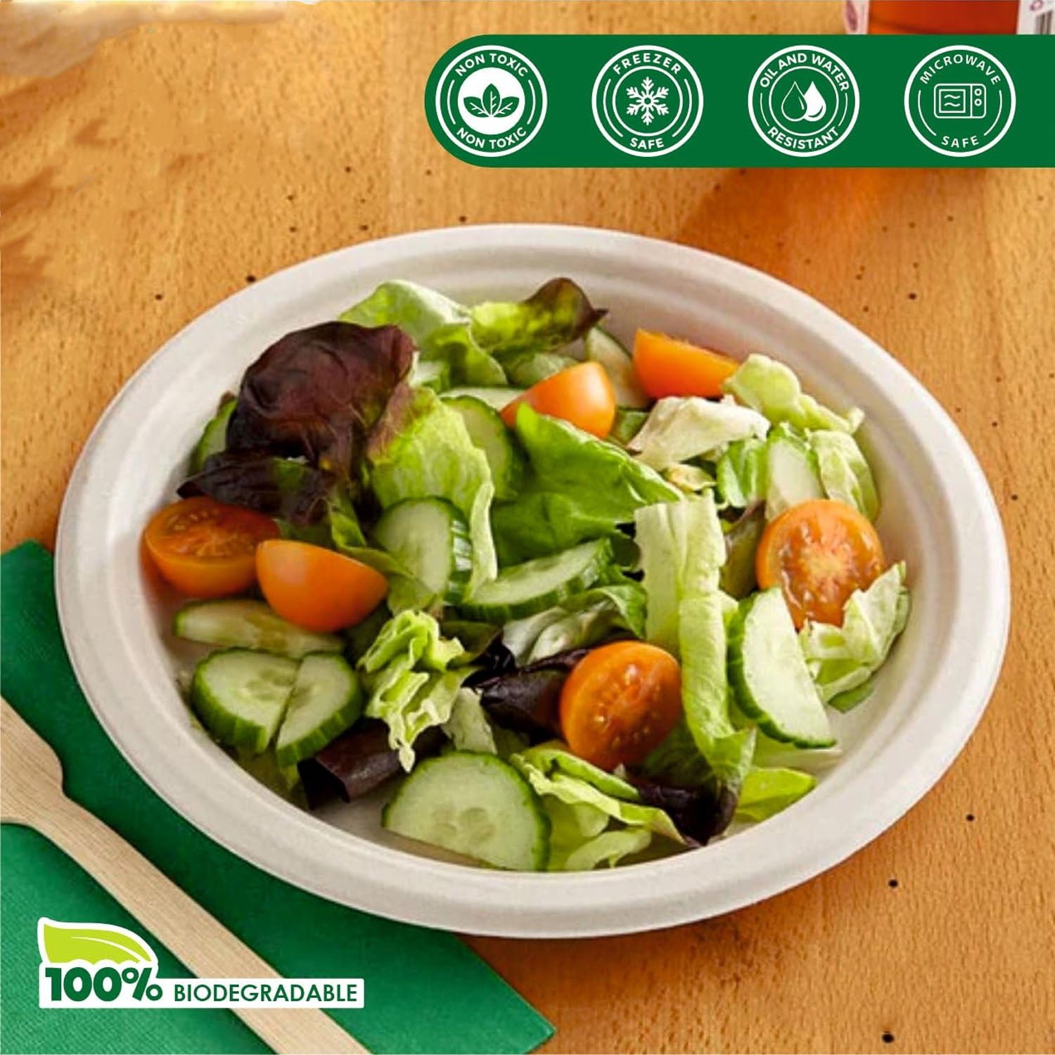Vegnar 240 ml Compostable Bagasse Bowl (10 Pc)