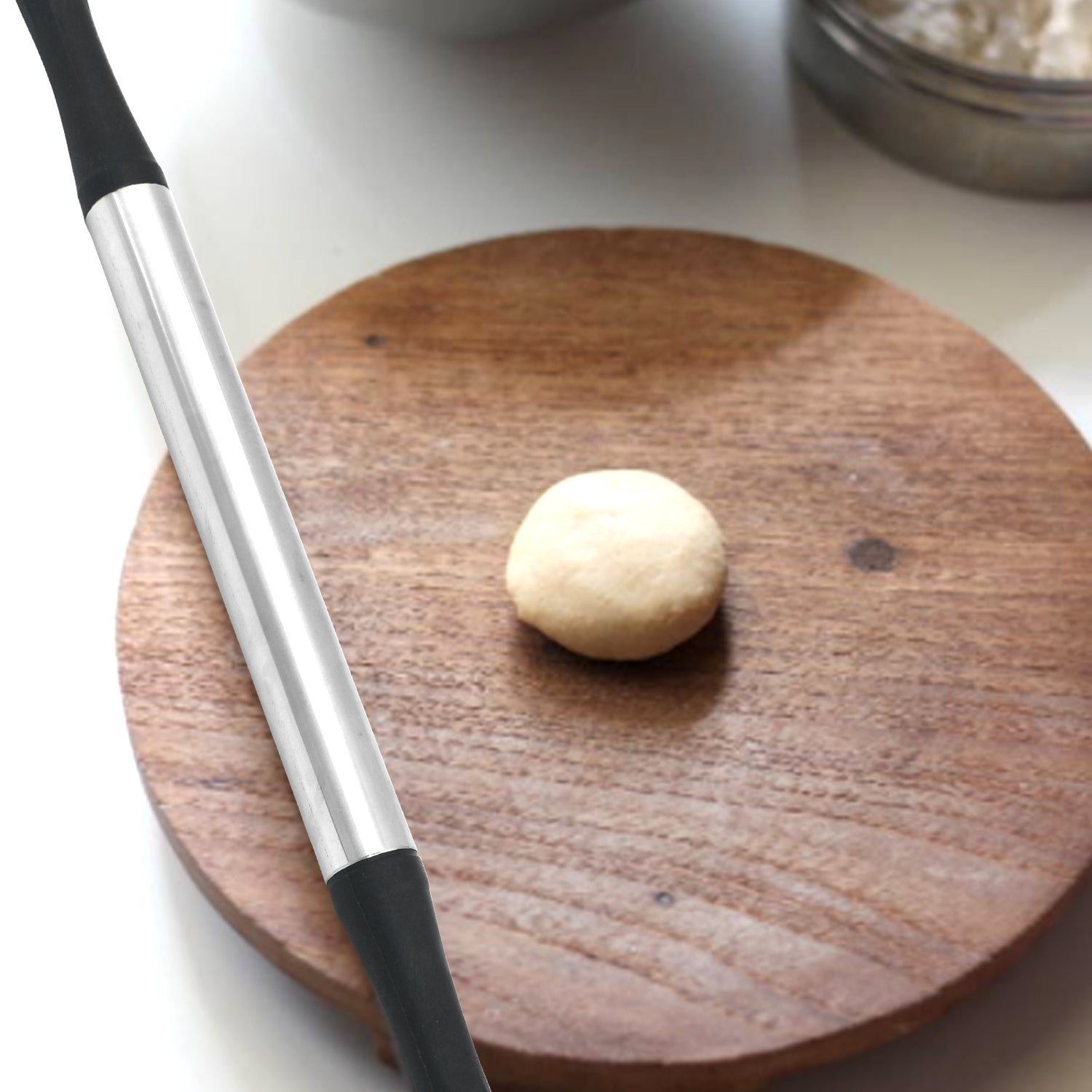 Kitchen Plastic Roti Maker Belan / Rolling Pin (Black)