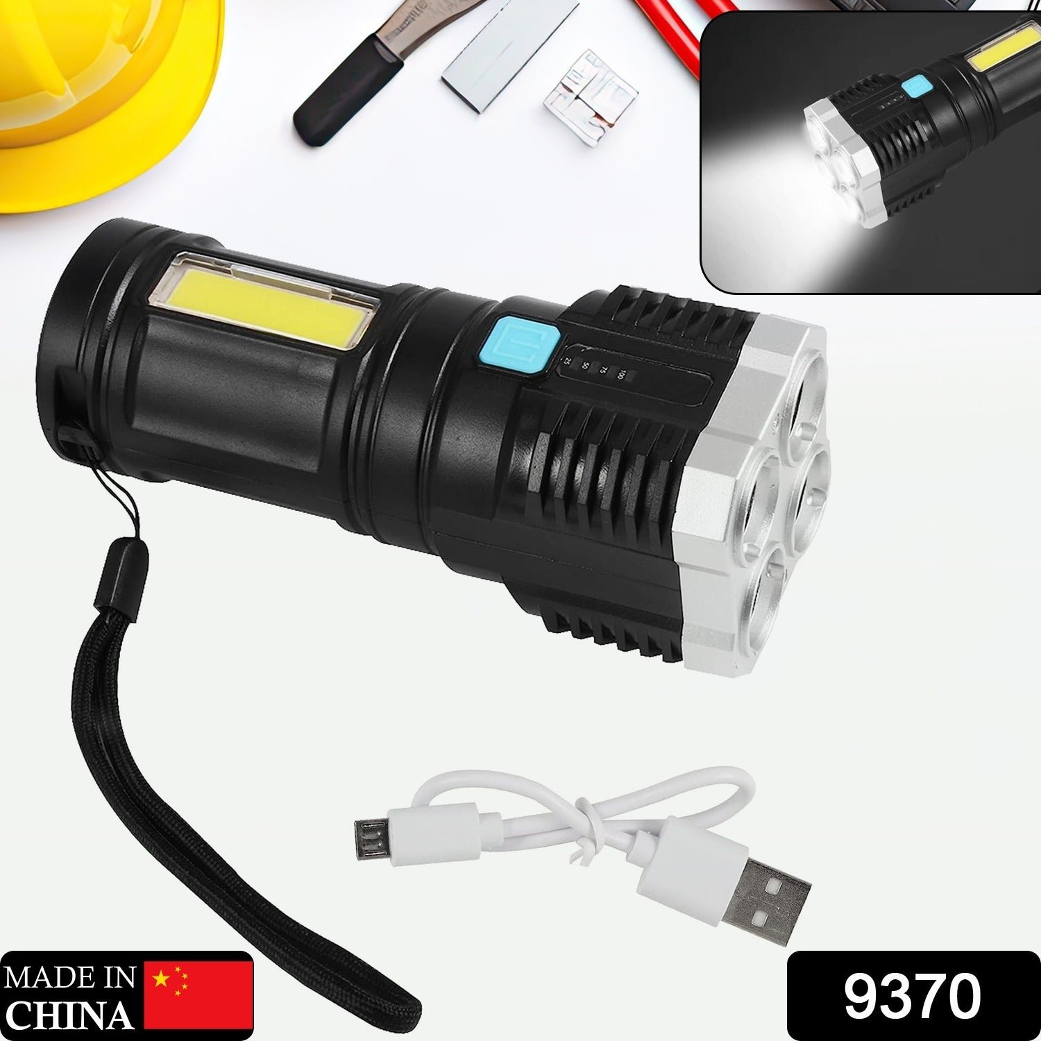 Rechargeable 4-LED Torch Light with 800 Lumens for Outdoor Use