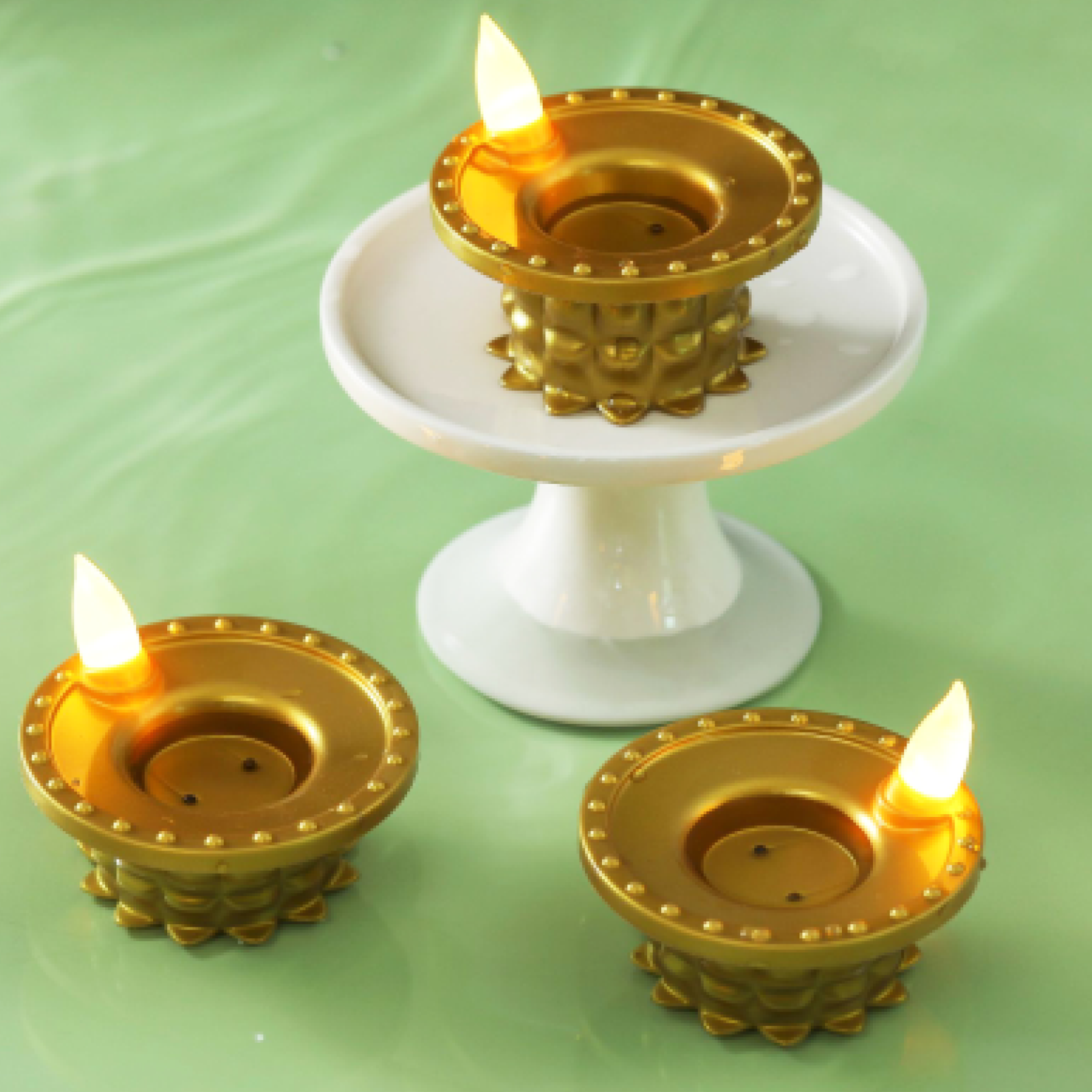 Set of 3 Water Sensor LED Golden Diyas