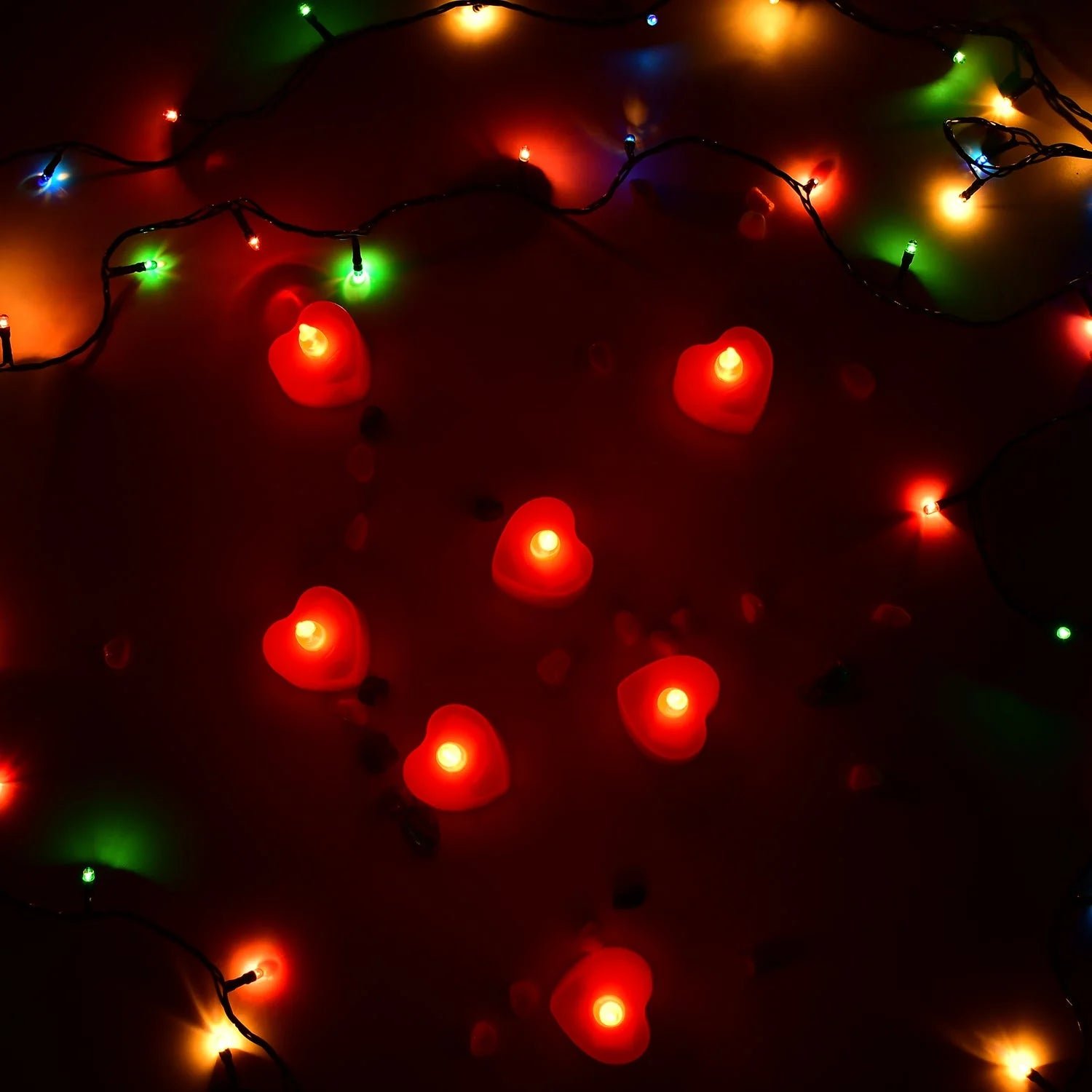 Flameless Candles LED Heart Shape Tea Light Candles Multi Color Electrical Diya Candles Battery Operated Fake Candles for Gift/Home Decoration Diwali Navratri Lighting, Diwali (Pack of 12)
