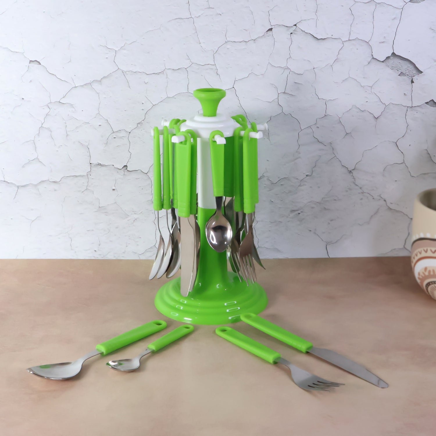 Stainless Steel Cutlery Set with Stand - (24 Pc)