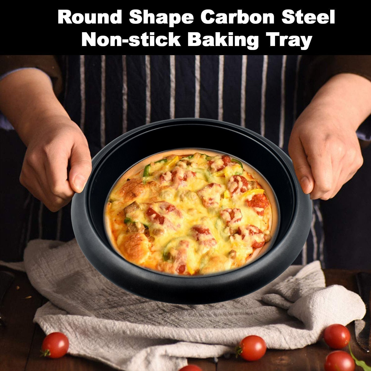 Round Shape Carbon Steel Non-stick Baking Tray (11 Inch)