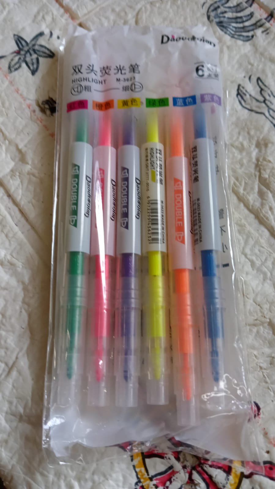 Dual-Headed Highlighter 6 Colors Pen  for Classroom and office  (6 Pc Set)