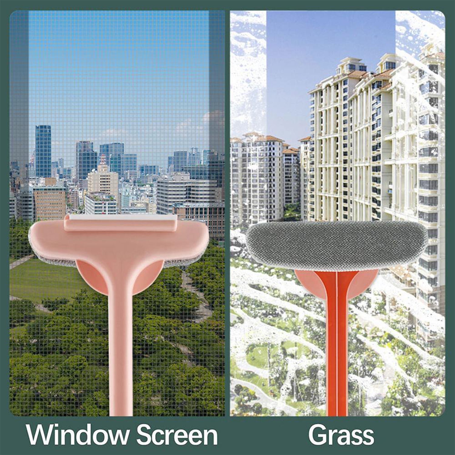 Brush 2 in 1 Mesh Cleaning Brush & Wiper with Extended Handle Window Cleaning Brush (1 Pc)