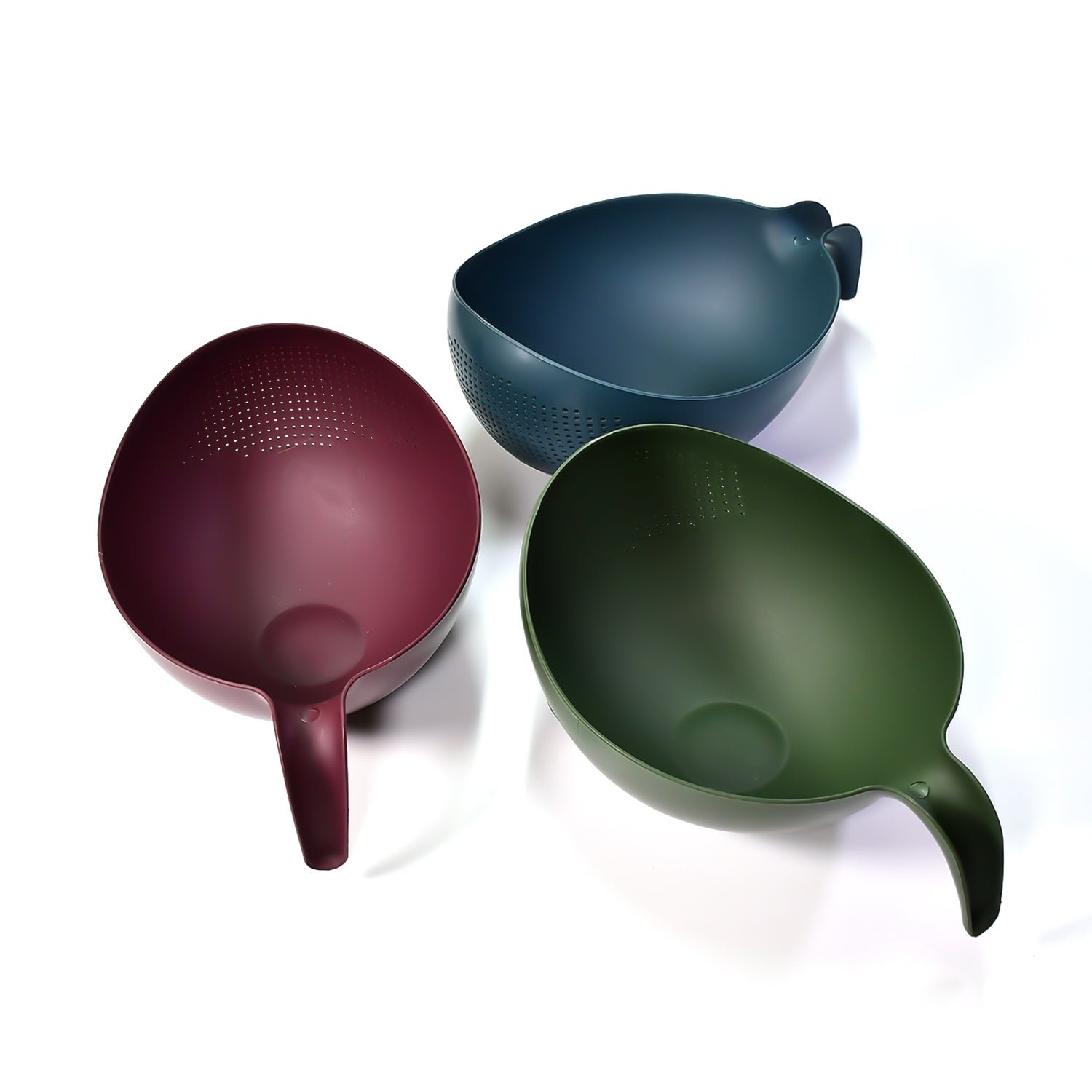 Plastic Rice Bowl Food Strainer Thick Drain Basket Vegetable Fruit 3 Pcs