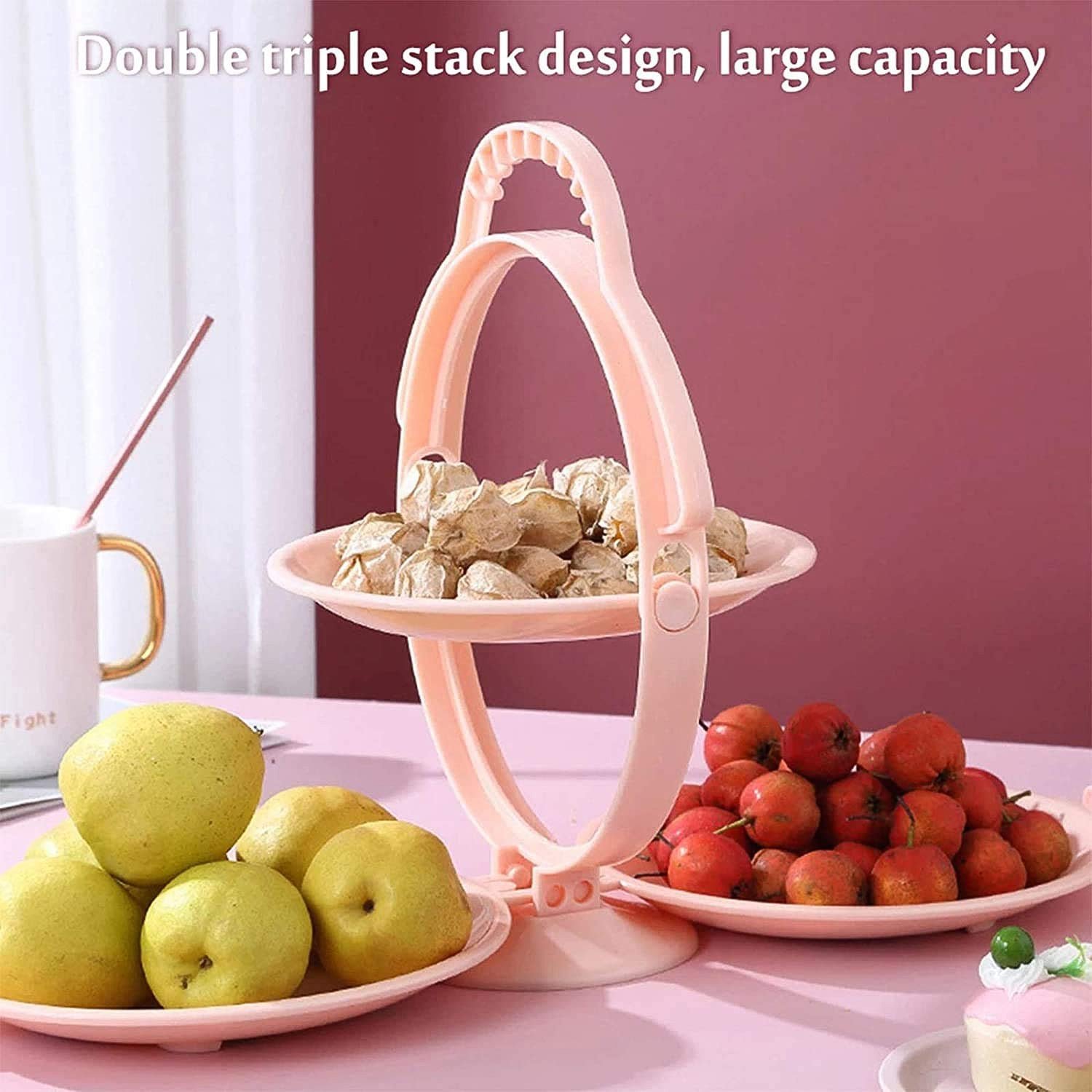 3-Layer Foldable Multi-Purpose Snack, Fruit & Dessert Serving Stand (1 Pc)