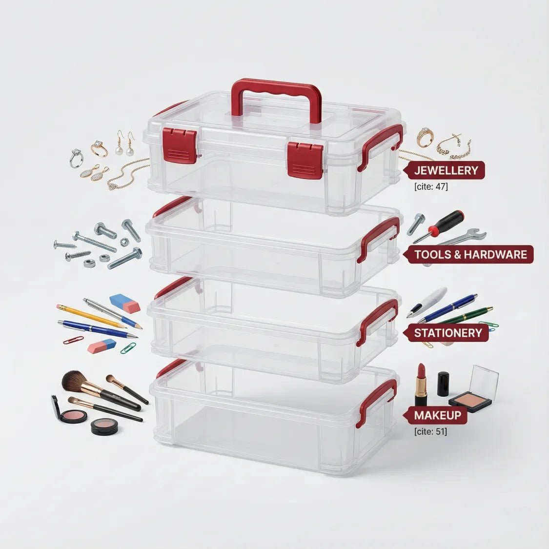 4-Layer Transparent Multipurpose Plastic Storage Box