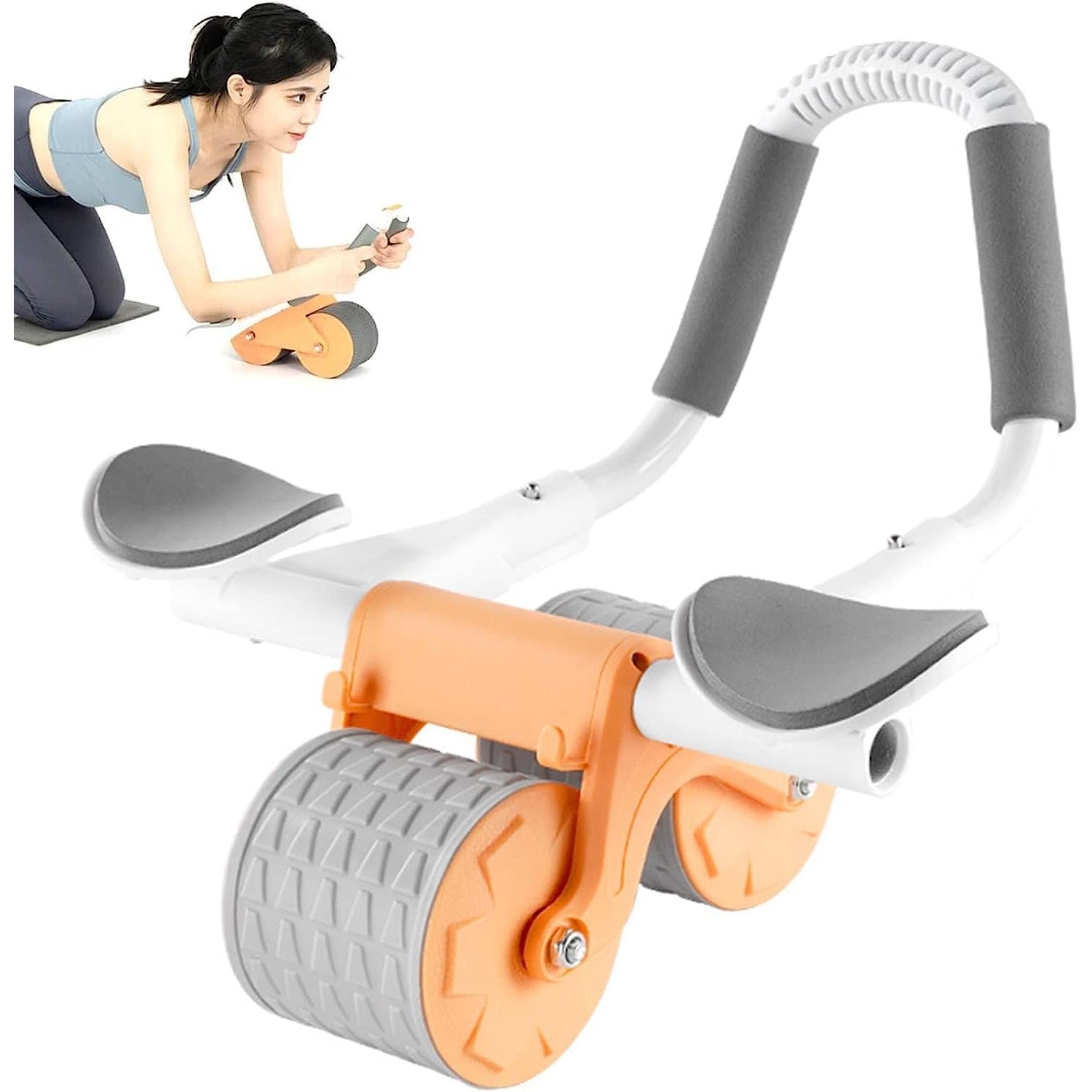 Automatic Rebound Ab Roller Wheel with Timer & Elbow Support for Fitness