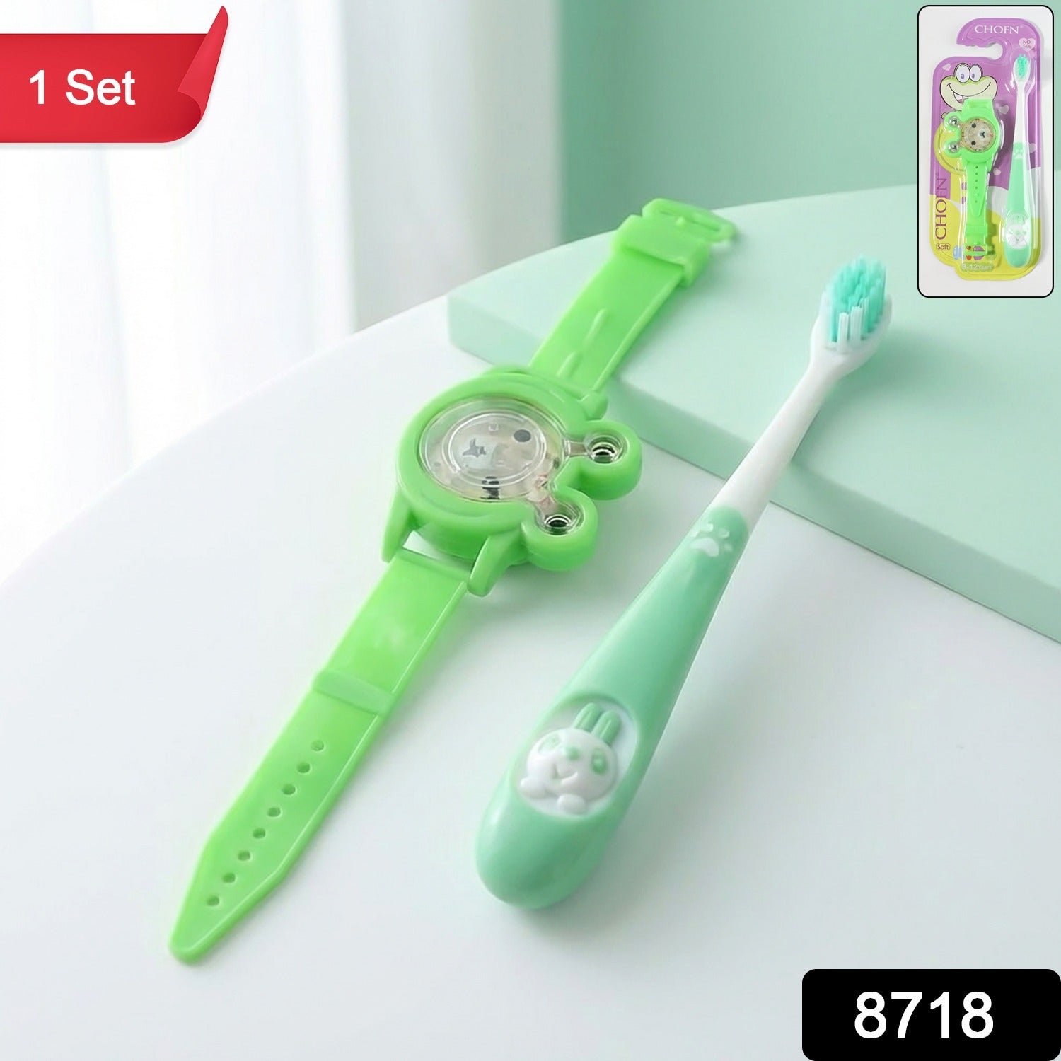 Kids Toothbrush and Cartoon Watch Toy Set