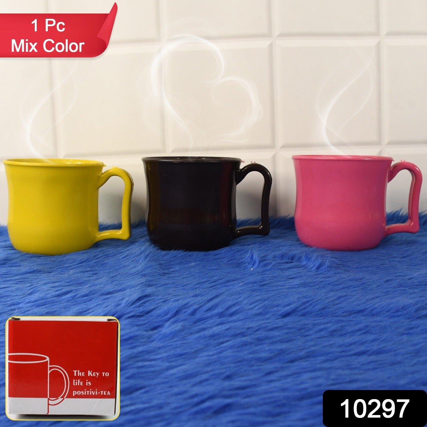 Premium Plastic Coffee,Tea Mug with Handle (1 Pc / With Color Box / Mix Color)