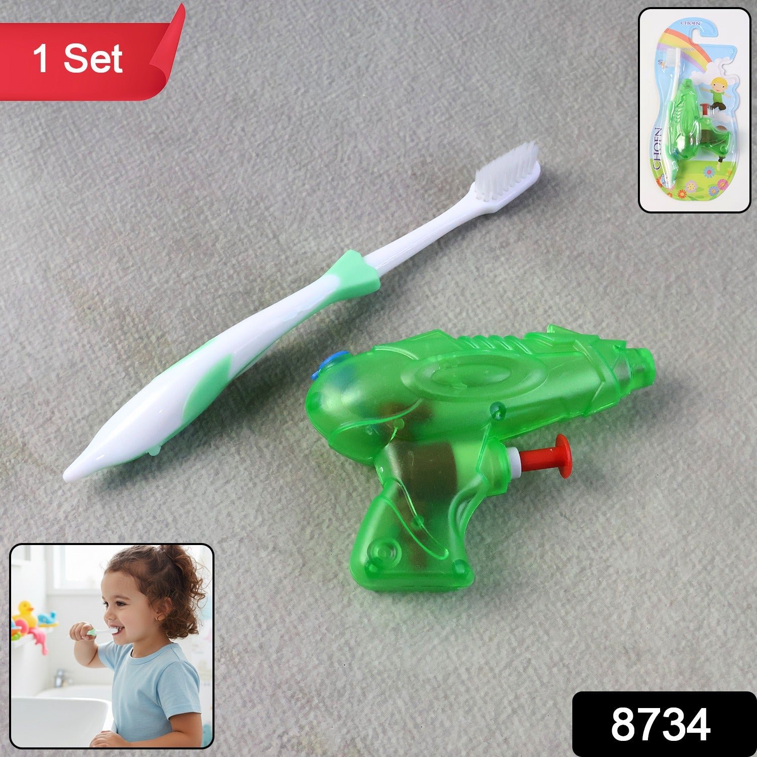 Kids Toothbrush and Water Gun Toy Set