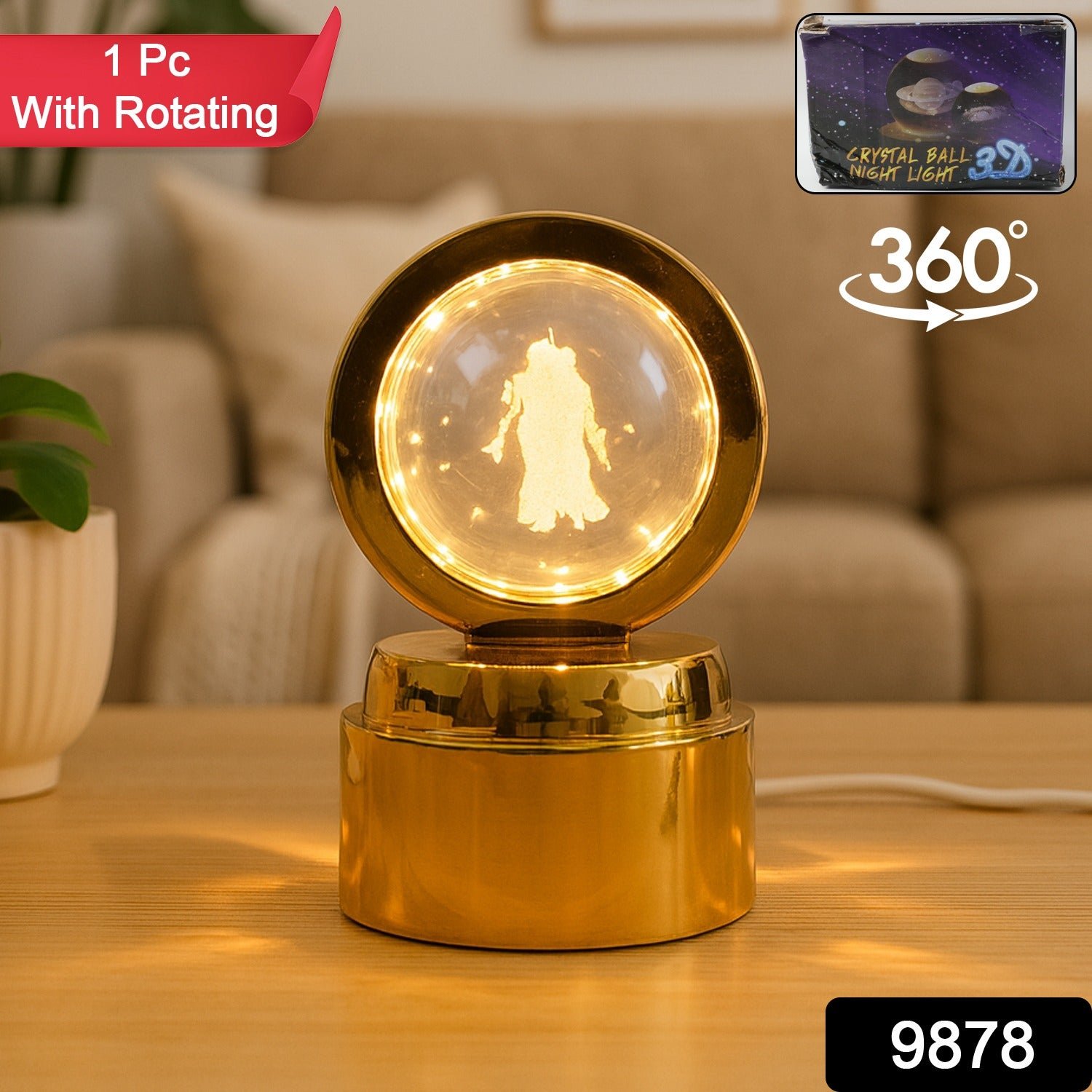 Radhe Krishna Crystal Ball Night Light – 1 Pc