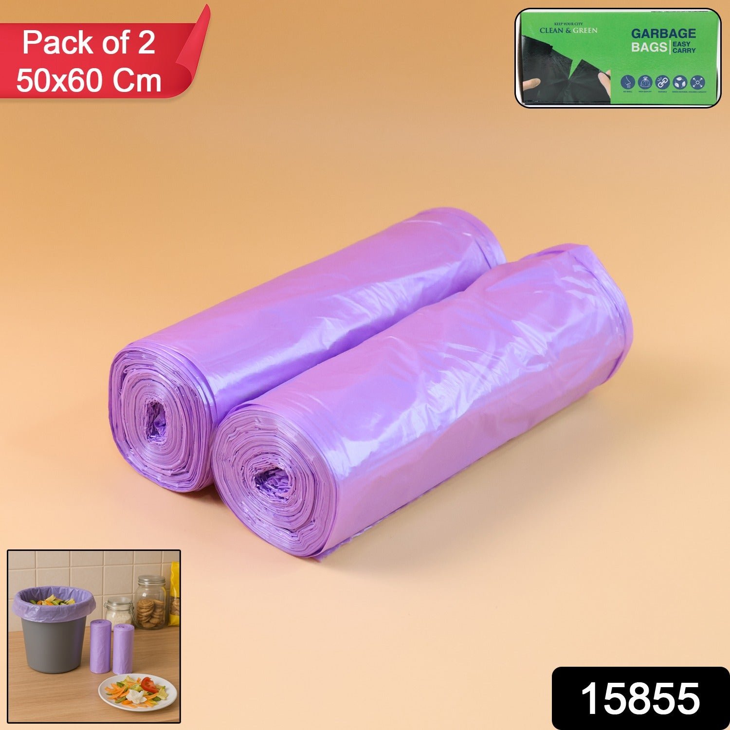 High-Quality Garbage Bags 50x60 cm (Mix Color / 2 Pc)