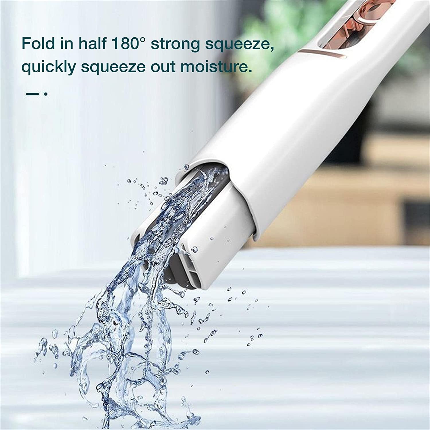 Portable Self-Squeeze Short Mop, with 1 Cotton Head, Bathroom Kitchens Table