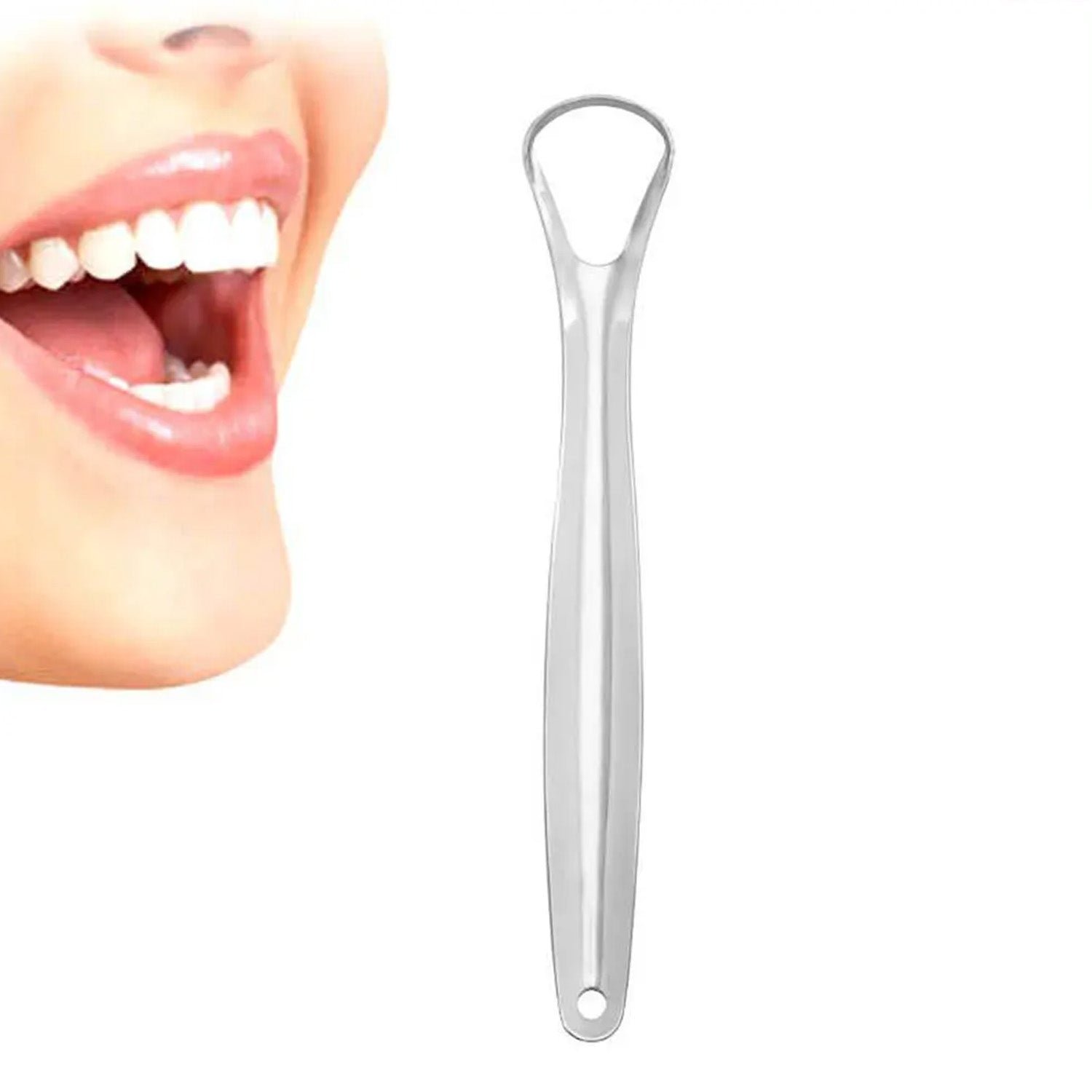Stainless Steel Tongue Scraper Bad Breath & Oral Hygiene, Metal Case Included (1 Pc)