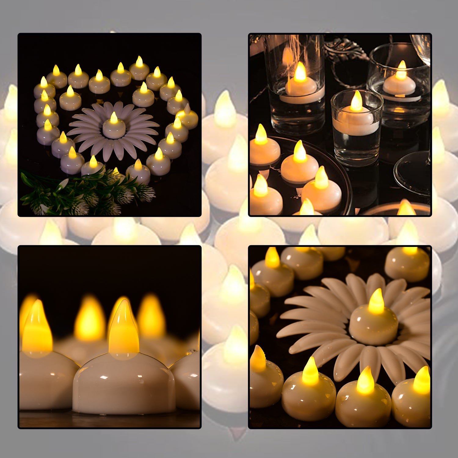 Floating Flameless Tea Light Candles – Battery Operated Set of 12 for Decor