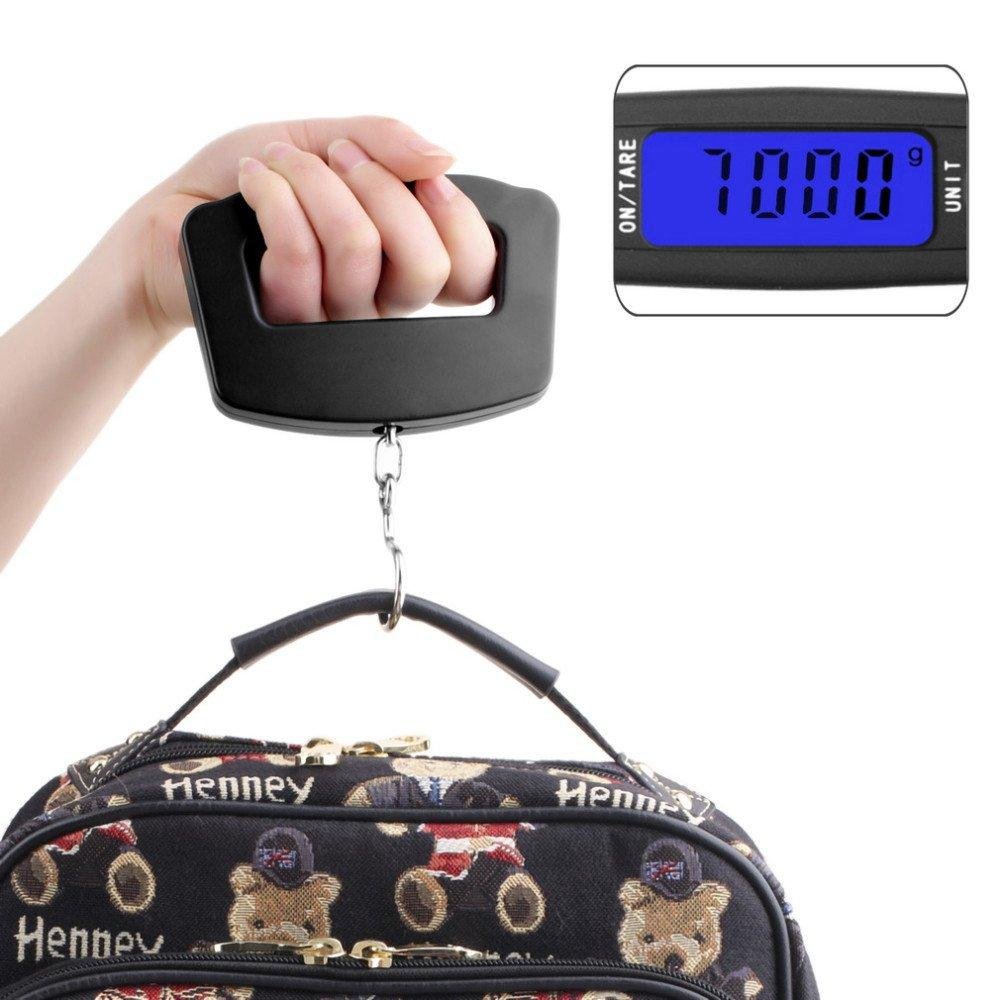 Black Digital Portable Luggage Scale with LCD Backlight (50 kg)