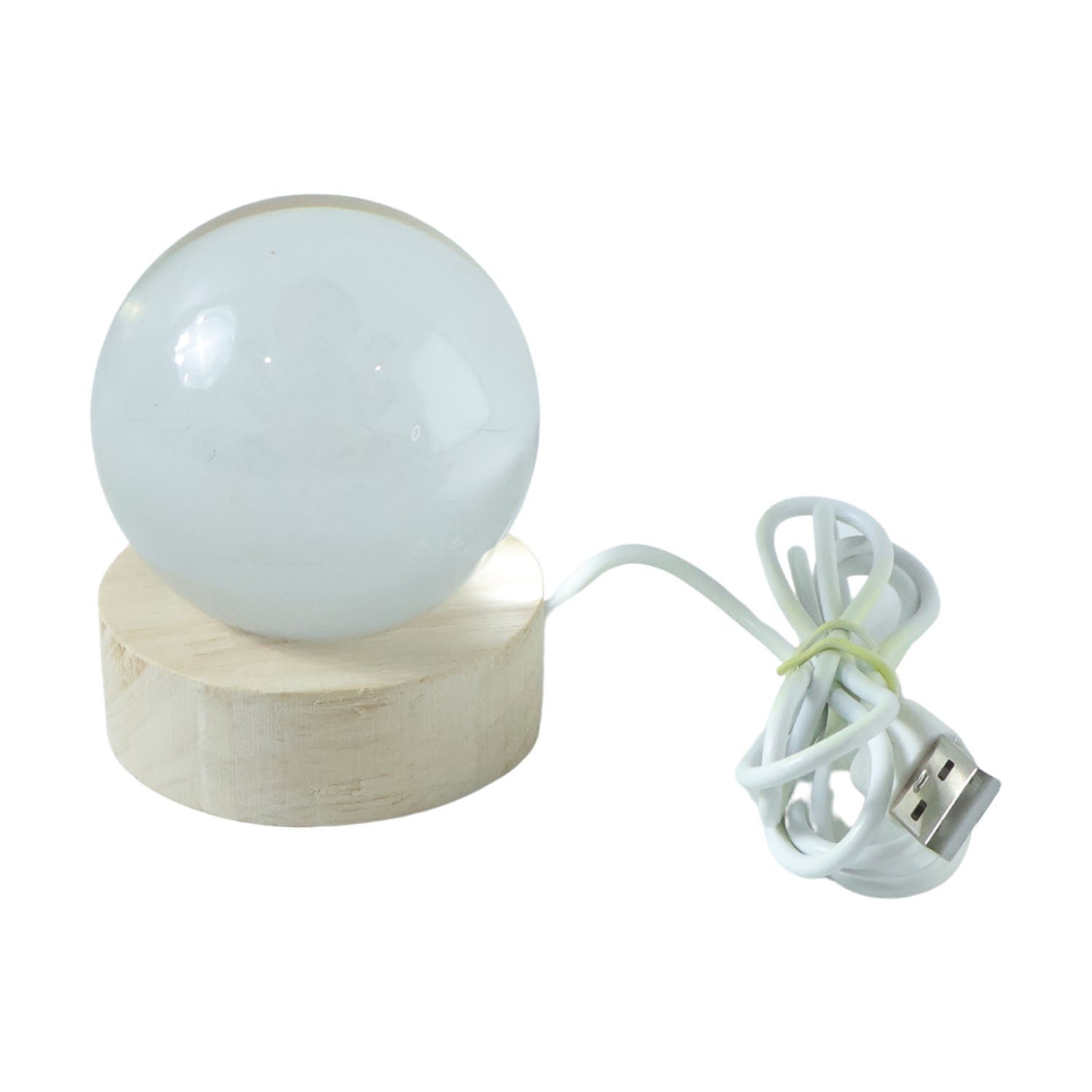 3D Crystal Lakshmi Ball LED Night Lamp with Wooden Base