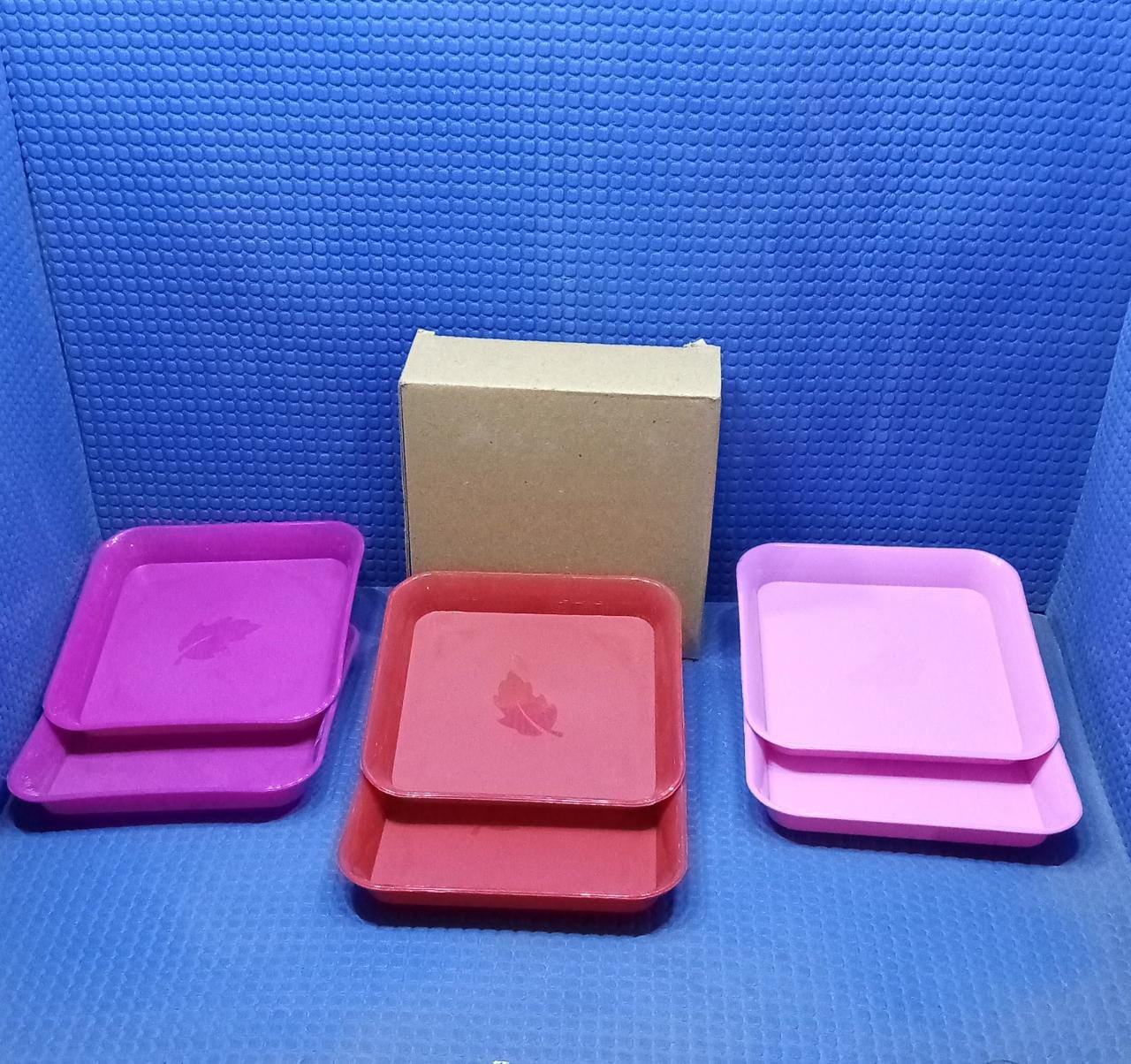 Square Plastic Dinner Plate Set (Set of 6 Pcs) Colorful Snacks / Breakfast Plate (Set of 6 Pcs)