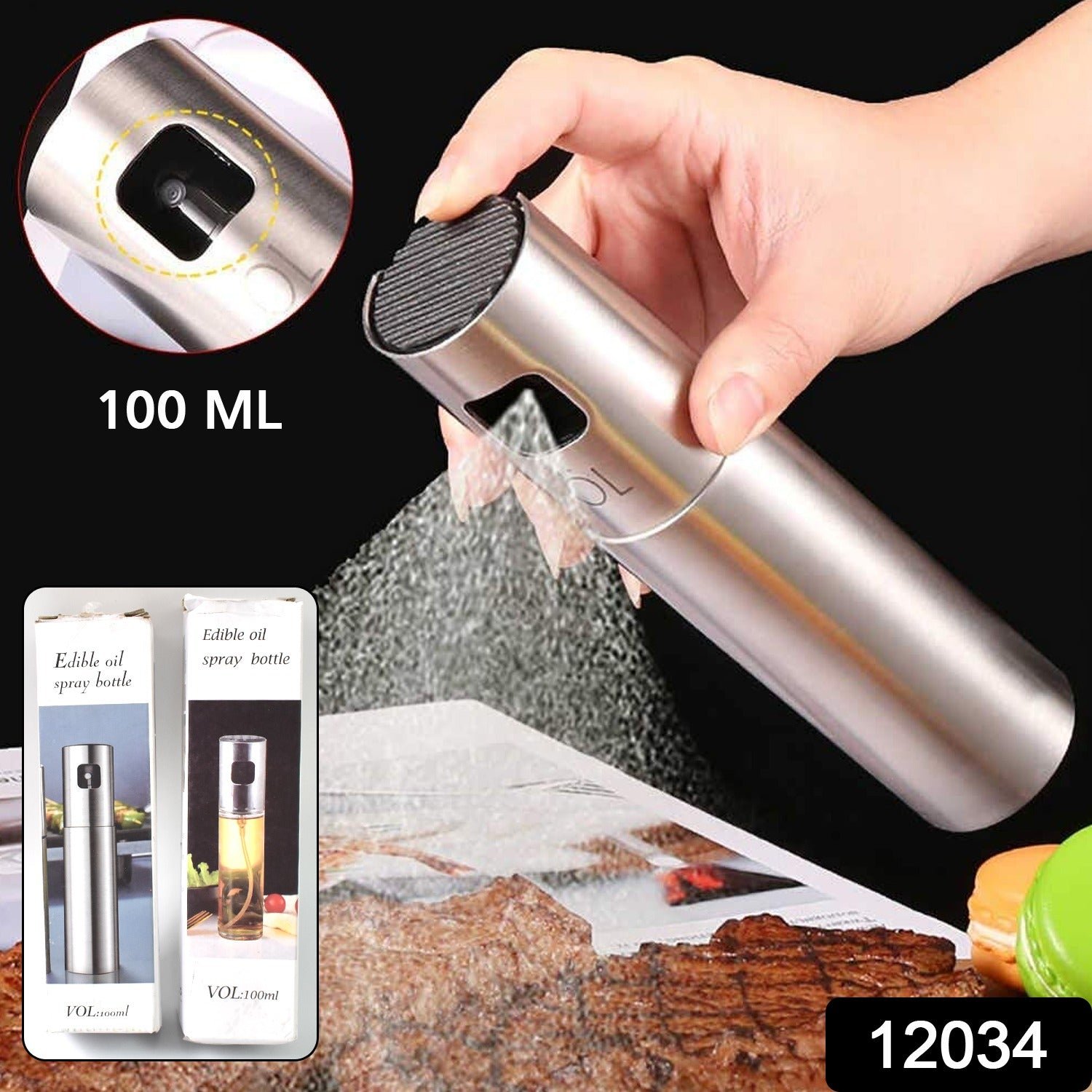 Oil Spray Bottle Dosa | Food Grade Stainless Steel Glass Oil Spray Bottle (100 ML)