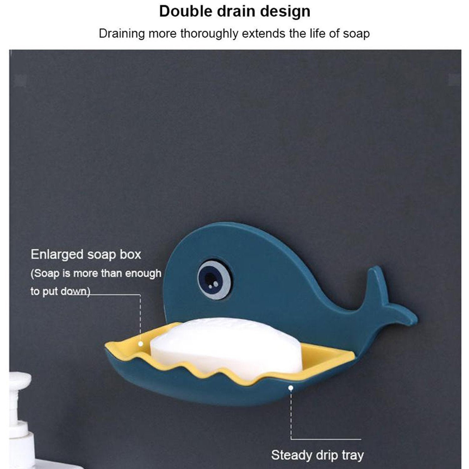 Fish Shape Soap Dish Adhesive Waterproof Wall Mounted Bar Soap Dish (Pack of 2Pc)