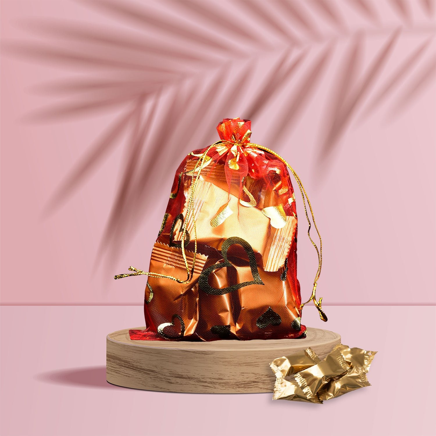 Net Fabric Drawstring Pouch – Organza Shagun Potli for Dry Fruits (Mix Sizes & Design)