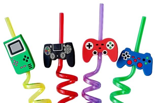 Plastic Straws Reusable Drinking Straws (4 pc Set / Mix design)