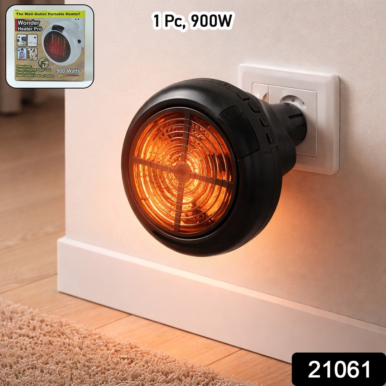 Portable Wall Outlet Electric Room Heater 900W (1 Pc, Mix Design Jari)