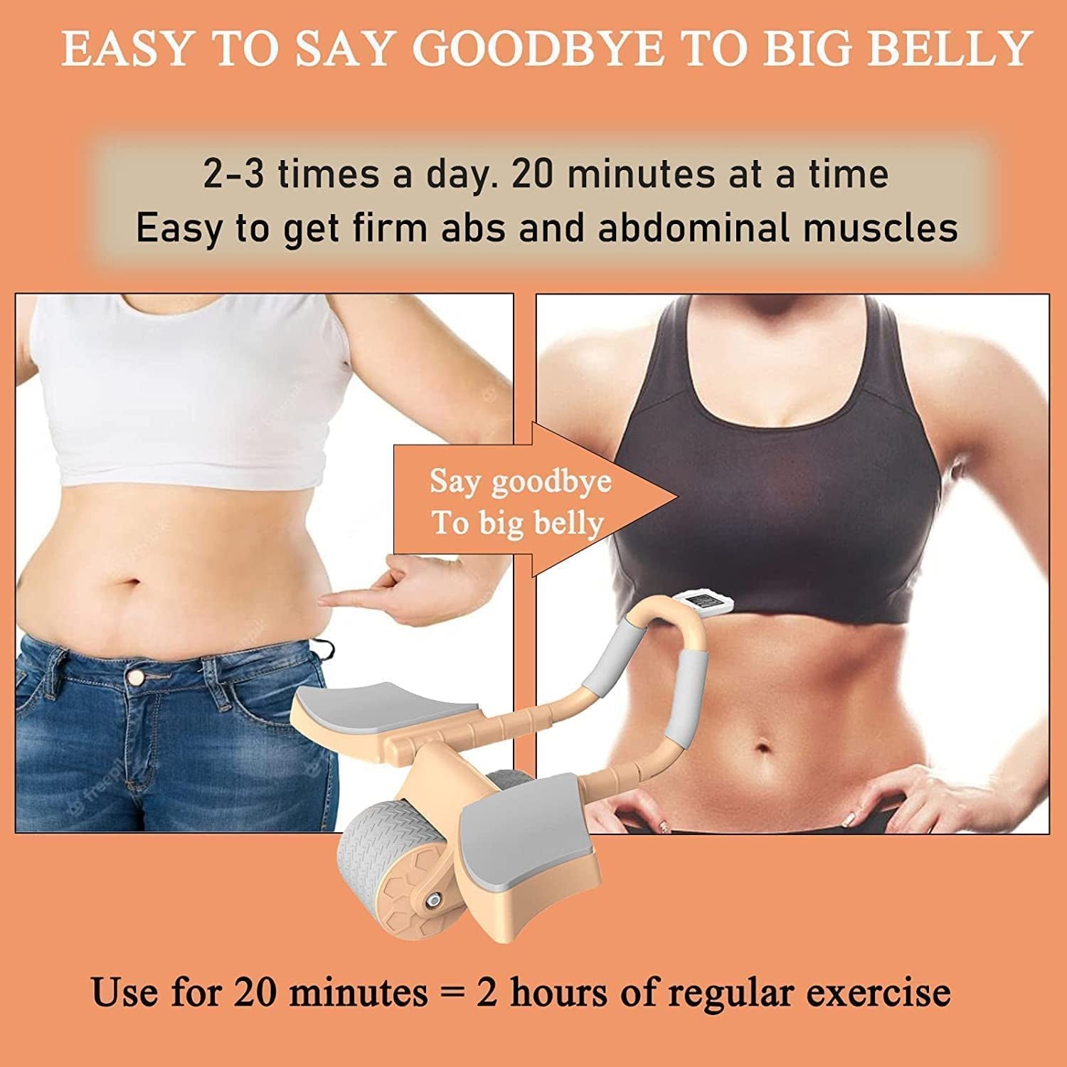 Automatic Rebound Ab Roller Wheel with Timer & Elbow Support for Fitness