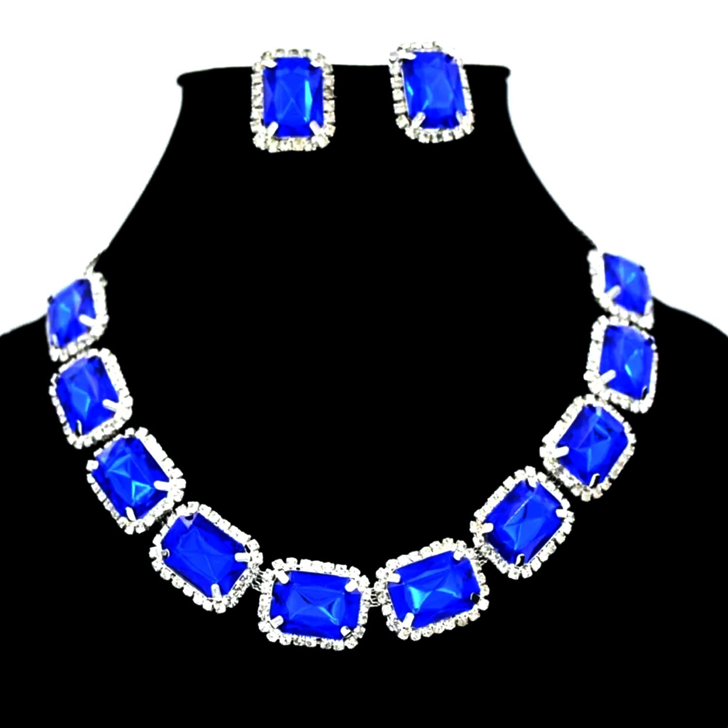 Diamond Necklace and Earrings Set (1 Set / Mix Color)
