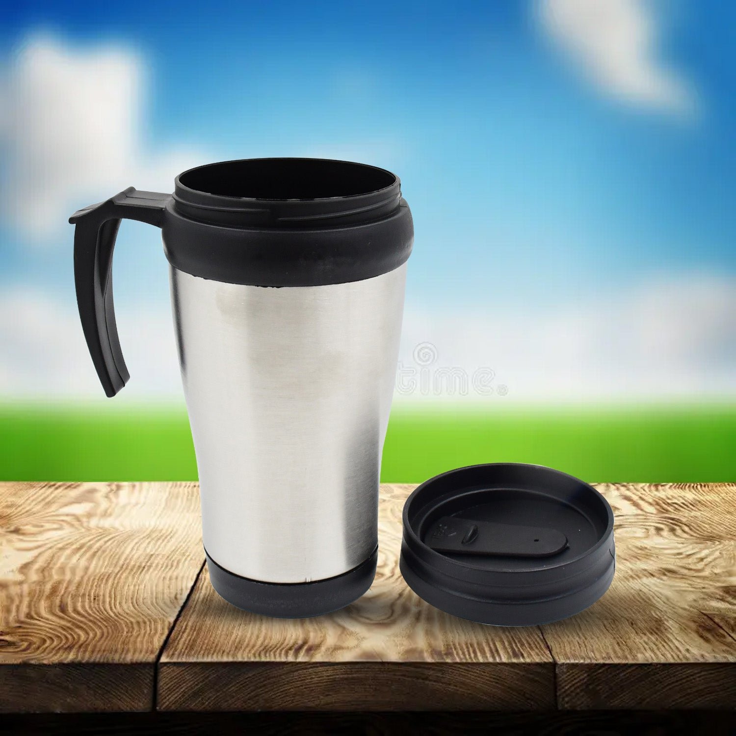 Stainless Steel Vacuum Glass Insulated Glass Coffee Cups, Tumbler (With Lid & Handle / 1 pc)