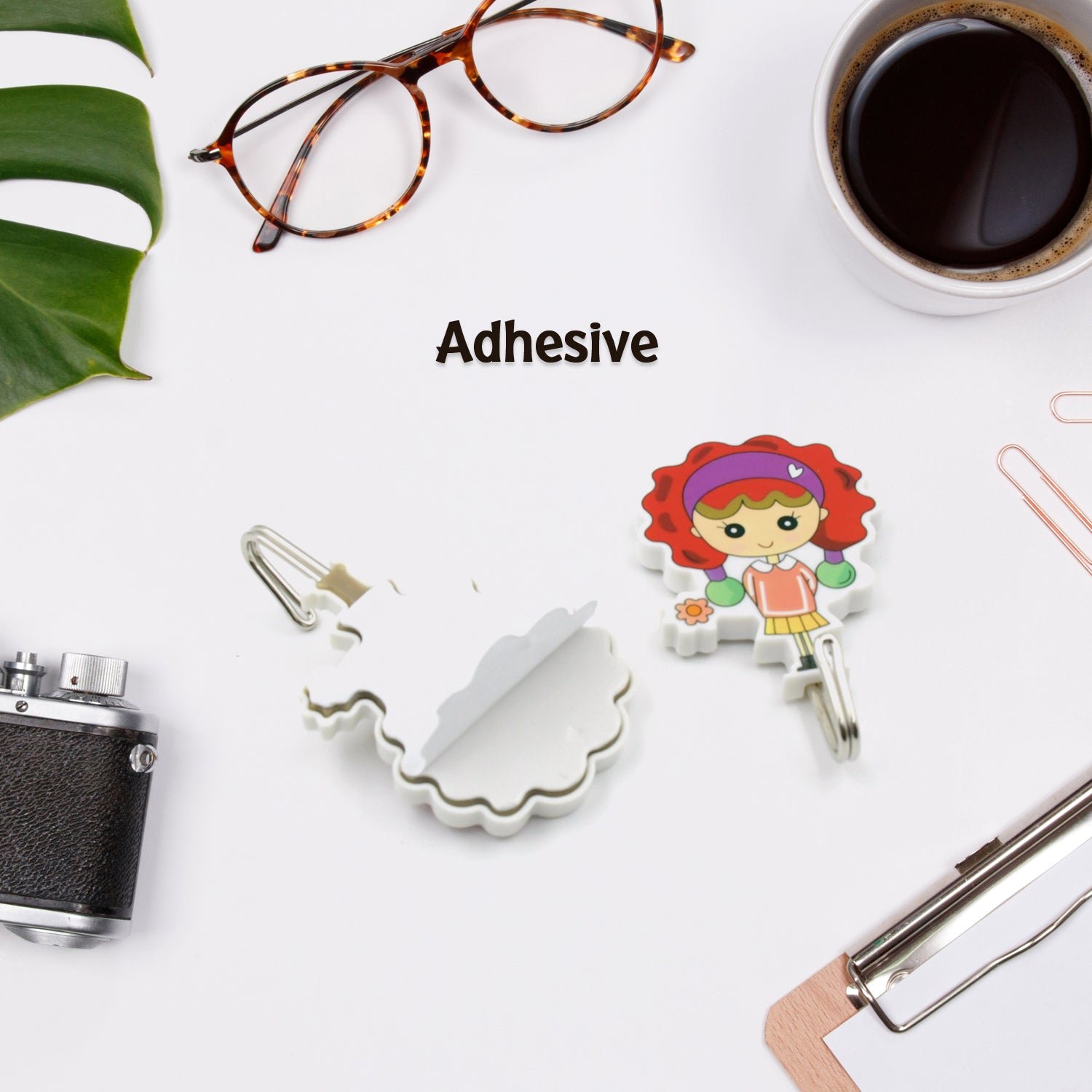 Self-Adhesive Hooks (2 Pc) Heavy Duty Waterproof Wall Mount (Bathroom, Kitchen)