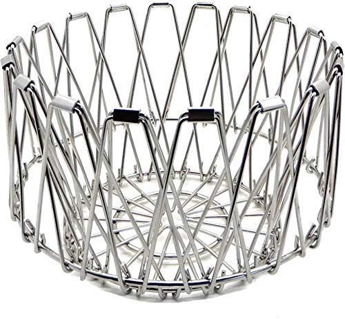 Multipurpose Fruit Basket Stainless Steel Wire Bowl Foldable Basket