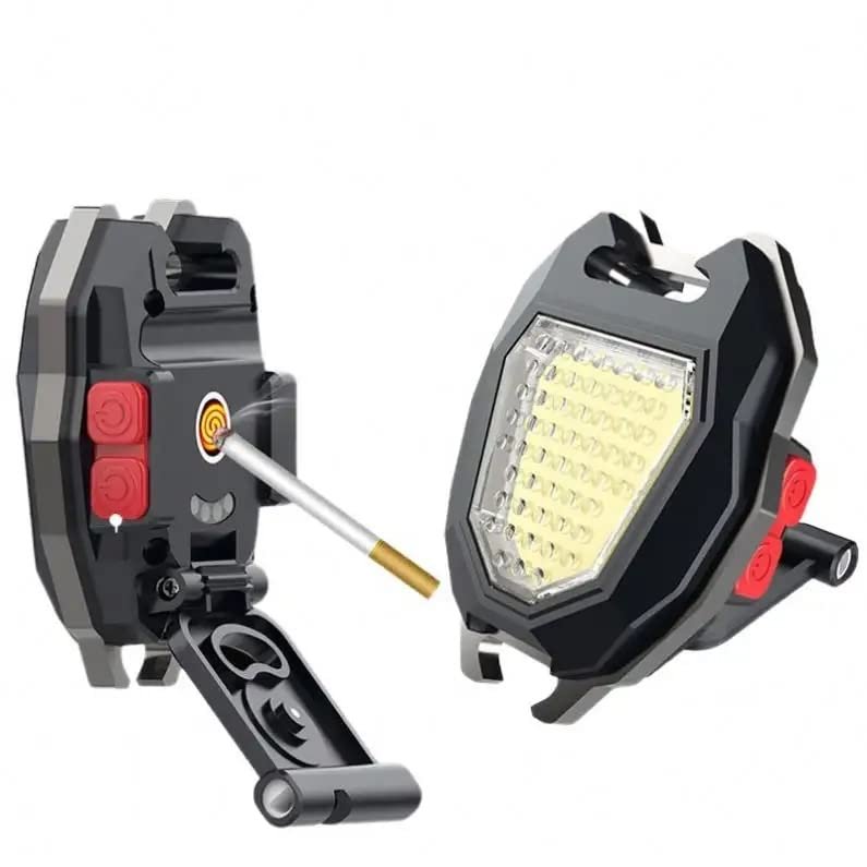 Triangular Camping Flashlight with Lighter – 6 Modes, 3 Colors, Waterproof