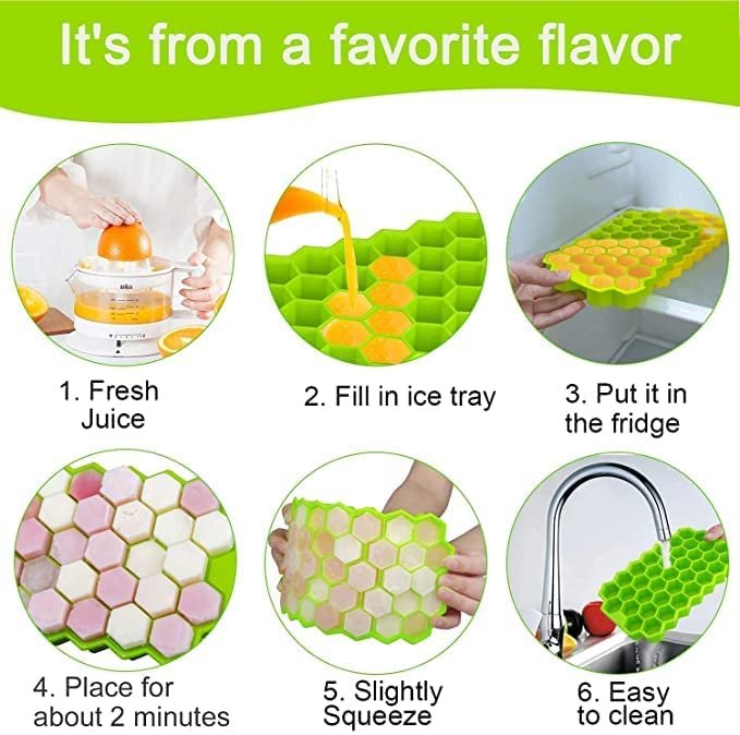 Flexible Silicone Ice Cube Tray, 37 Small Cubes , Fridge Use
