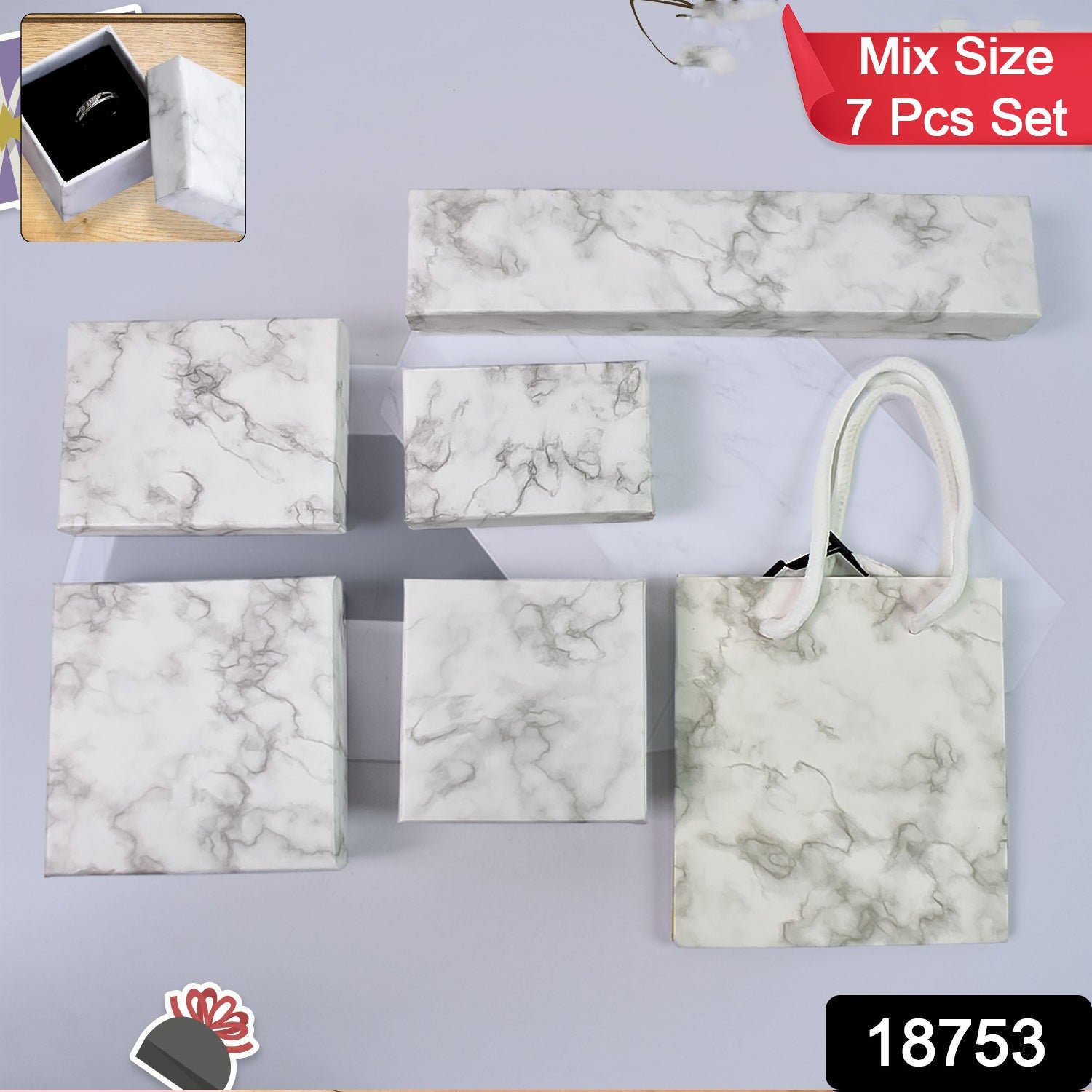 Cardboard Jewelry Boxes Gift Case Small Paper Jewelry Gift (7 Pcs Set / Mix Size)