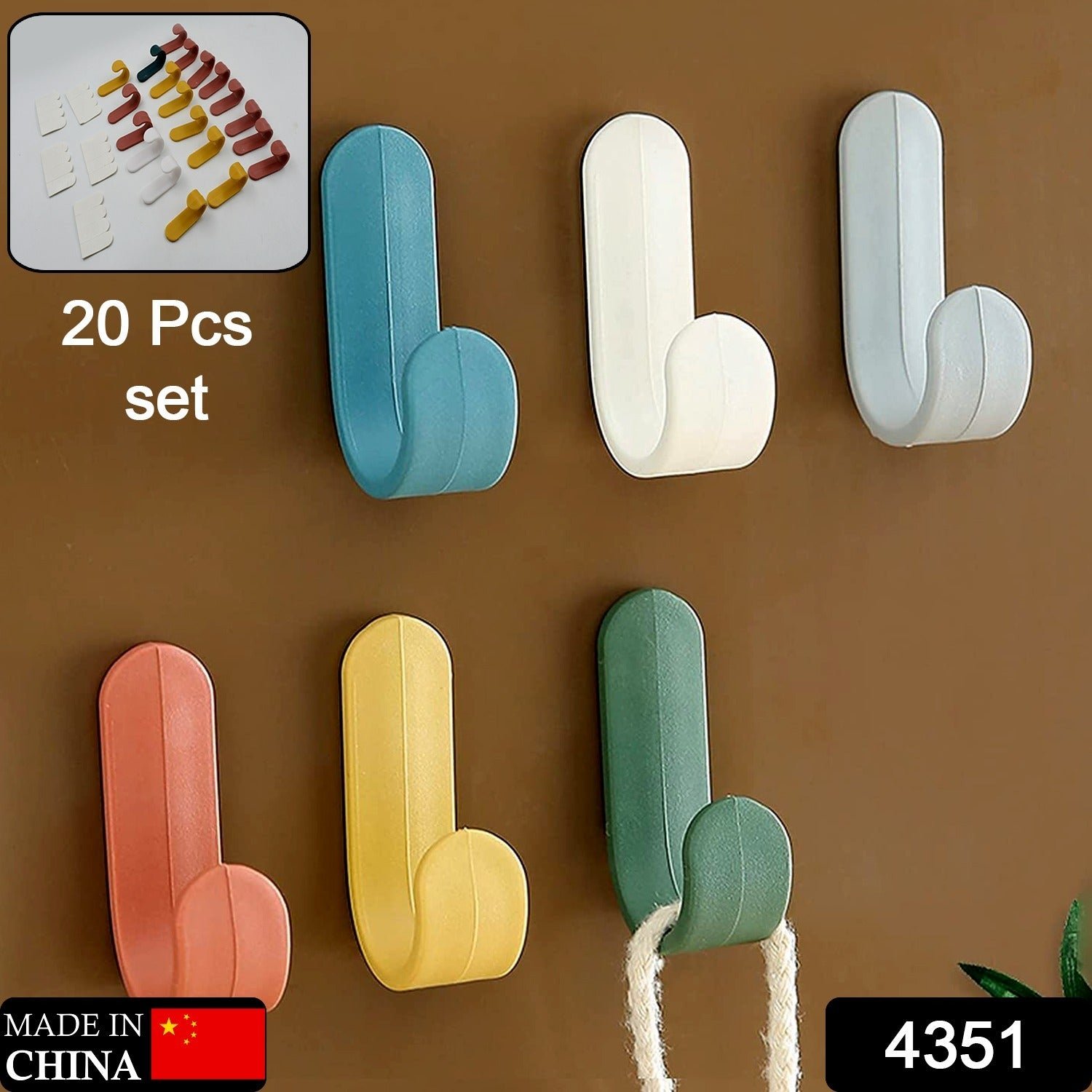 Self Adhesive Waterproof Wall Hooks for Multipurpose Home Storage (20 Pcs Set)